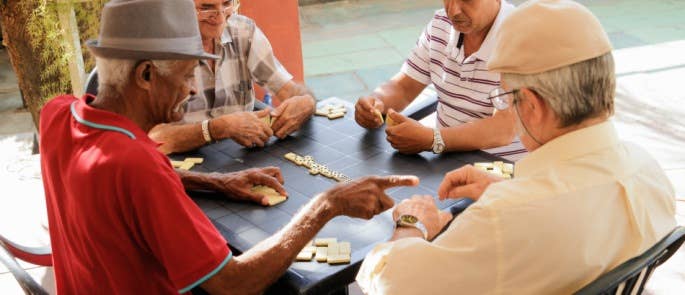 Residents taking part in activities at a care home