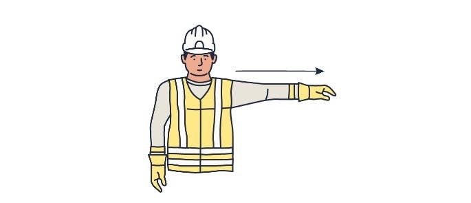 The banksman hand signal move to the banksman's left signal