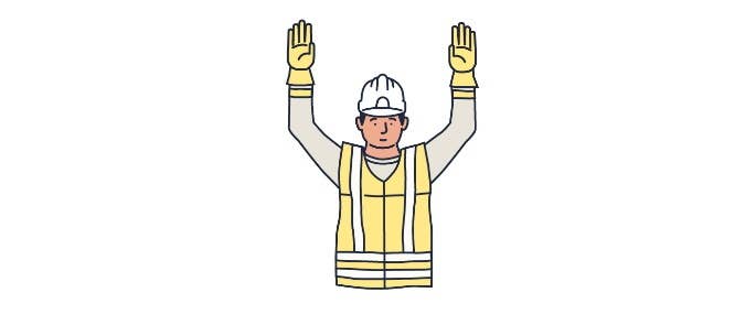 The banksman hand signal danger