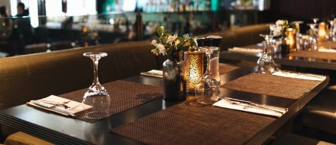 An empty restaurant table