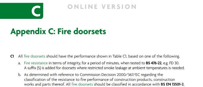 Appendix C fire safety document fire doors