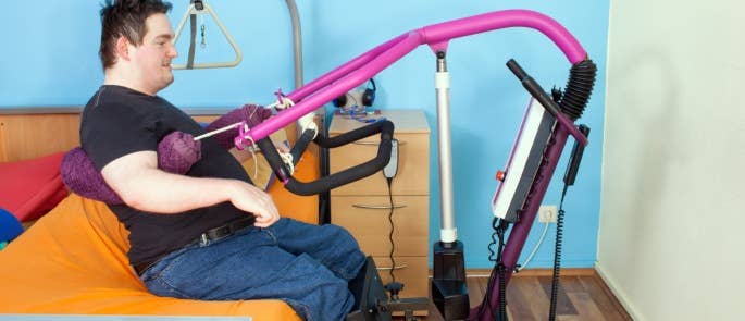 a man in care using medical equipment