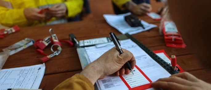 Filling out health and safety forms