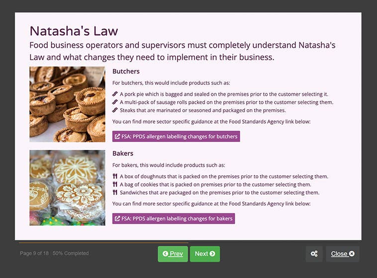 Course screenshot showing Natasha's law