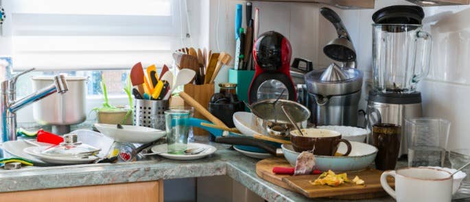 Messy kitchen as a result of self-neglect