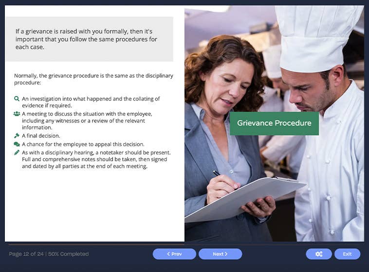 Course screenshot grievance procedures