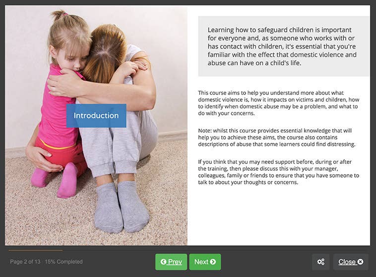 Course screenshot showing the introduction