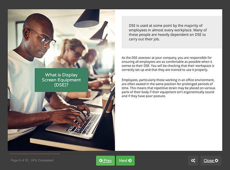 Screenshot 02 - Online Display Screen Equipment (DSE) Assessor Training Course