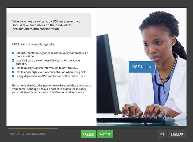 Screenshot 03 - Online Display Screen Equipment (DSE) Assessor Training Course