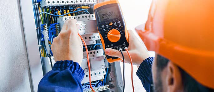 electrician checking wires