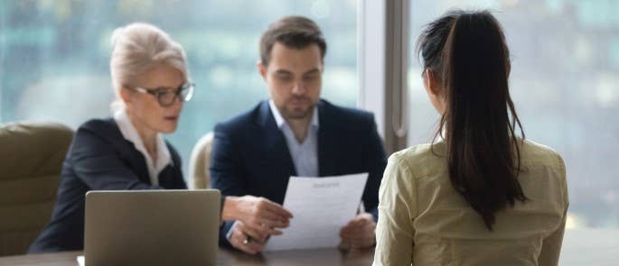 a woman being interviewed on her CV