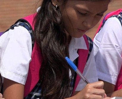 schoolgirls writing