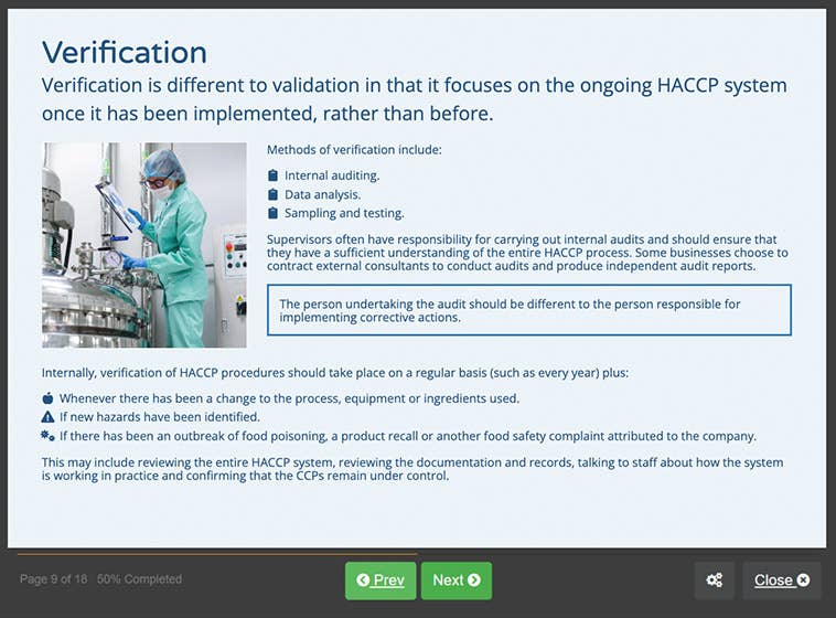 Course screenshot showing verification