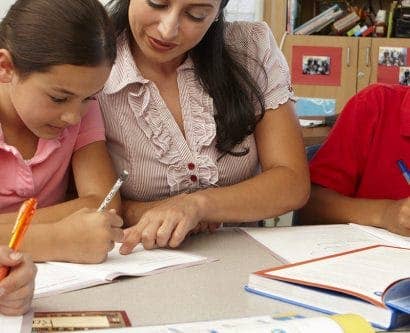 Teacher practising live marking with student