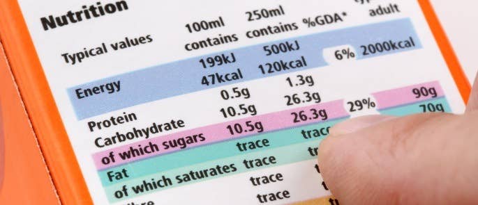 Shopper checking the nutritional information before purchasing a food product