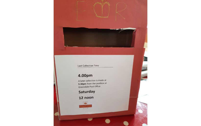 Homemade postbox for children to play with