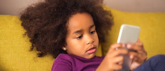 Young child on phone