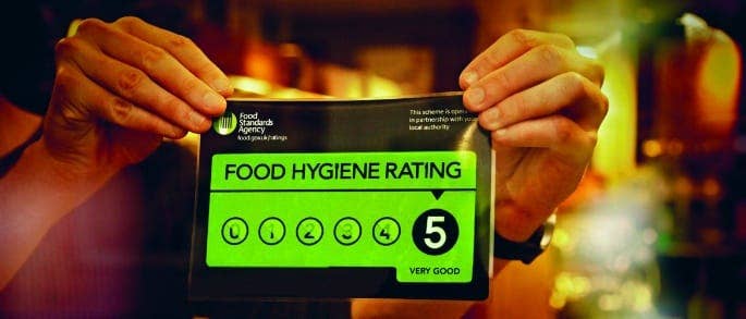 A number 5 rating on the Food Hygiene Rating Scheme