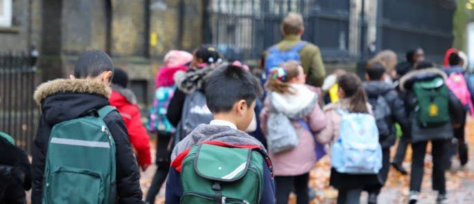 Group of school children on a school trip