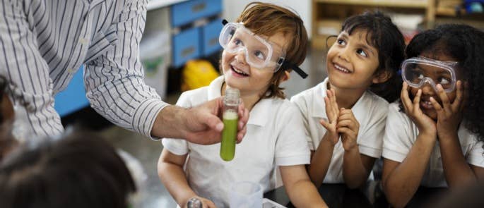 Group of young children in a science lesson