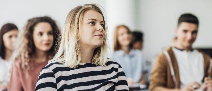 Teenager with dyslexia in a classroom