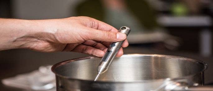 Food Handler measuring the Temperature of Food