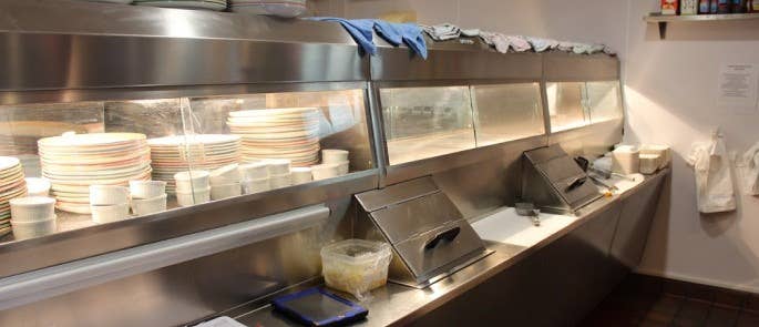 fish & chip counter cleaned to food hygiene standards