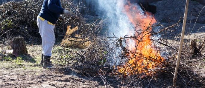 Woman having a bonfire