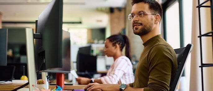 Employees working from the office