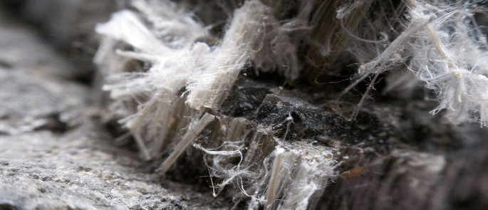 Close up of asbestos mineral fibres