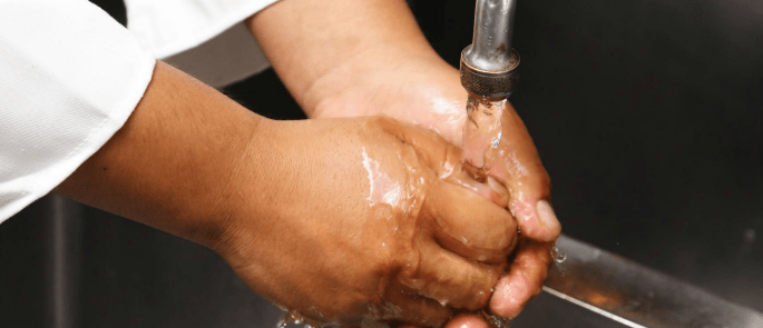 Chef washing hands